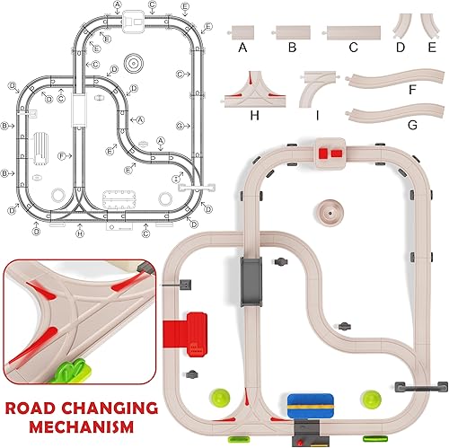 Miniatura 6 de Juego de tren urbano para niños, 55 piezas de tren eléctrico simulado sistema de transporte urbano, juguetes educativos para niños pequeños, regalos