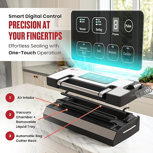 Miniatura 4 de Magic Mill Máquina selladora al vacío líquida profesional, nueva tecnología de patente para alimentos líquidos, secos y húmedos, bloqueo de mango