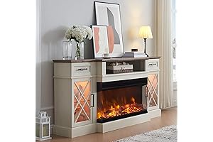 OKD Farmhouse TV Stand with Fireplace 70&#x27;&#x27;