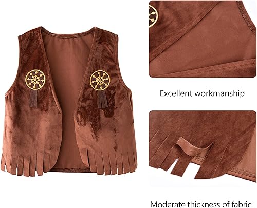 Miniatura 4 de Disfraz de vaquera para niños, juego de 5 piezas para niños y niñas, juego de rol, disfraz de 3 a 10 años