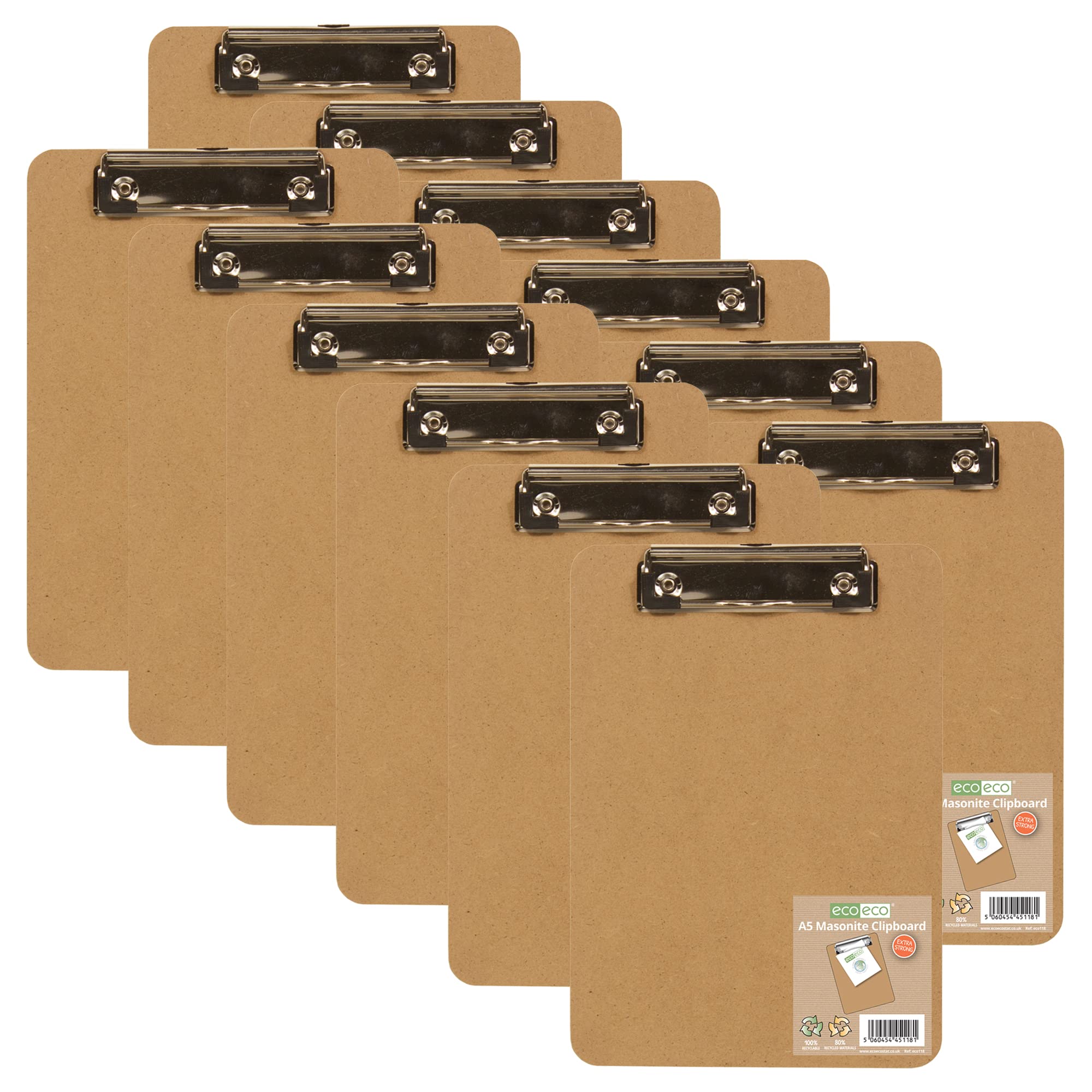 eco118x12 - Portablocco in massonite forte con clip in metallo a basso profilo, formato A5