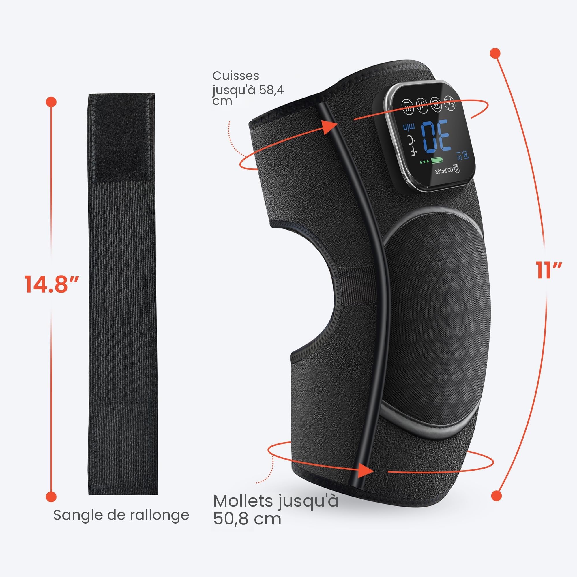 COMFIER Masseur de Genou Sans Fil,Soulagement des douleurs articulaires,fonction de vibration,4 niveaux de chauffage graphène,Cadeau pour maman et papa
