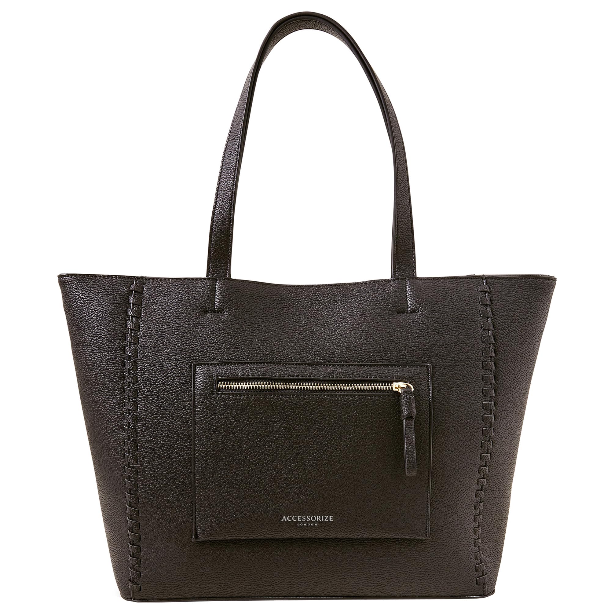 Accessorize London WomenS Black Front Pocket Tote Bag |Ladies Stylish Shoulder Bag|Tote Bag|Hand Bag for Casual|Office|College|Travel | Spacious Compartment (B0CKF9SHQS) Amazon Price History, Amazon Price Tracker