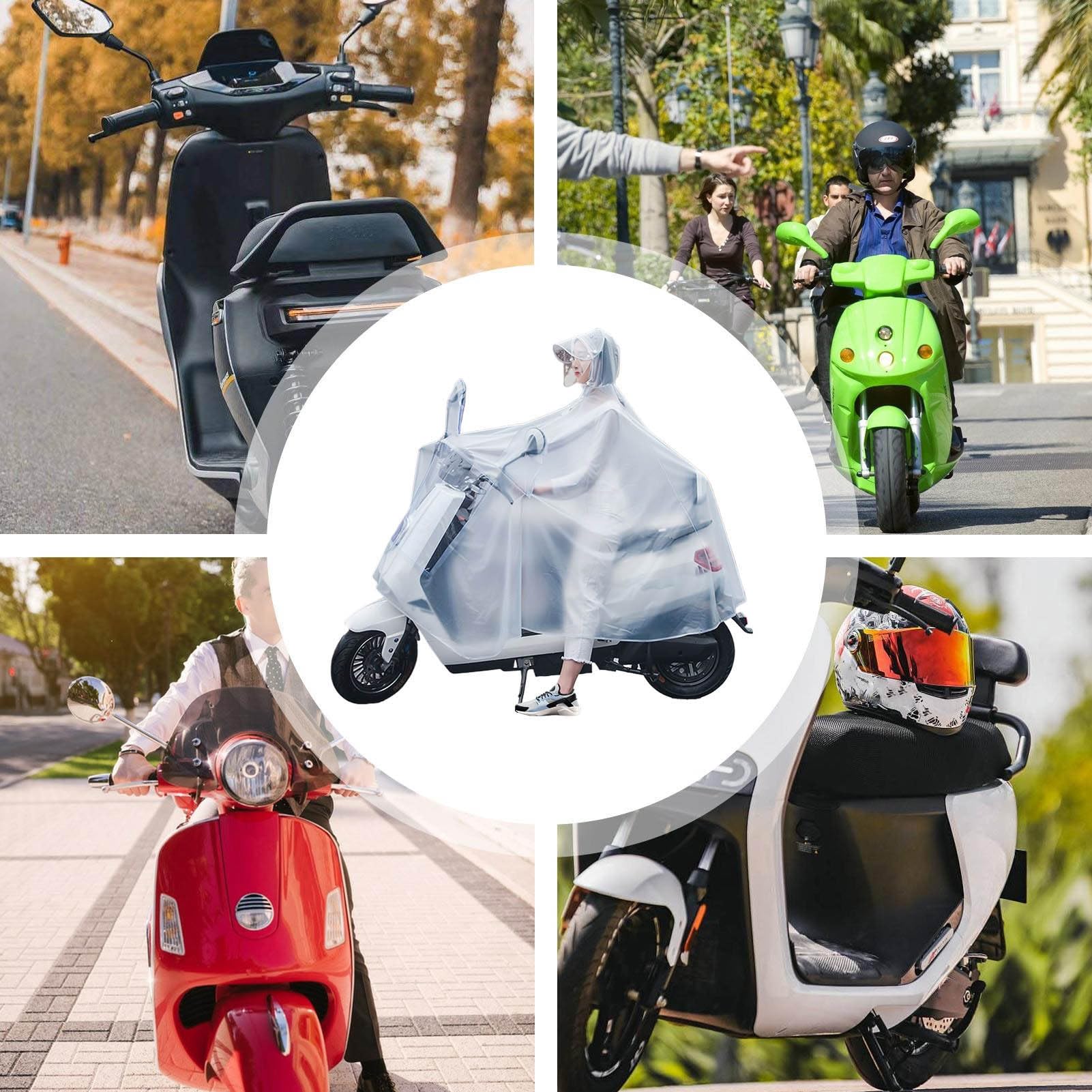 Poncho de Bicicleta | Campana de Lluvia con Capucha para Bicicleta | Ligero Y Reutilizable Para Moto Ciclismo Viajes Hombre Mujer Impermeable Transparente