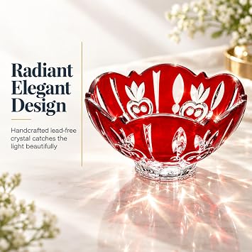 Crystal Candy Dish Bowl - Red