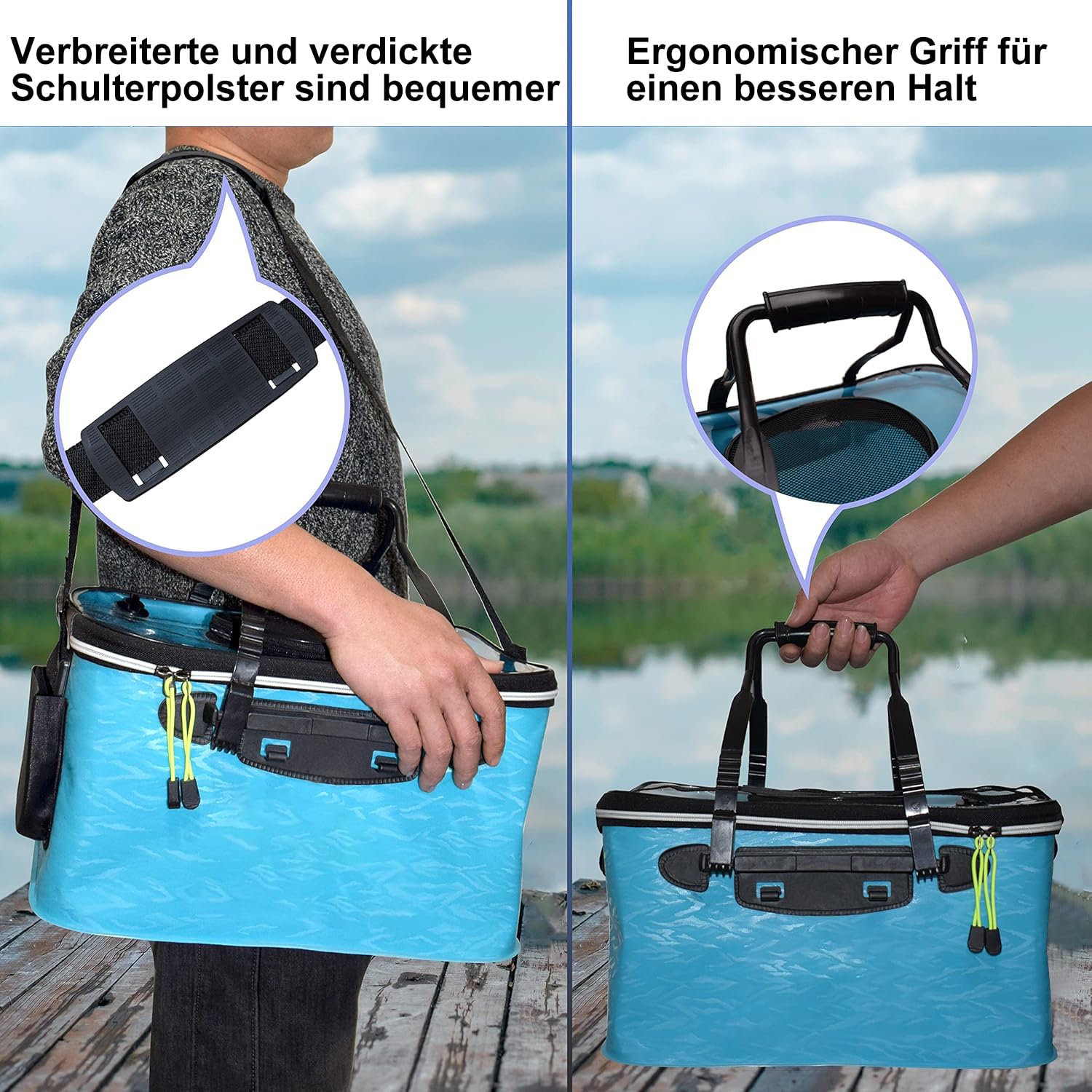 Secchio da pesca pieghevole, 28 l, portatile, pieghevole, con foro di ventilazione, contenitore multifunzione per esche da pesca vive, adatto per pesca, lavaggio auto, giardinaggio