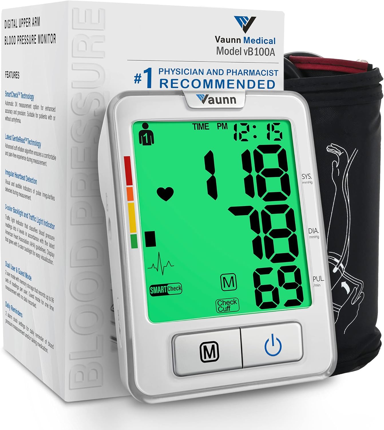 FSA/HSA Eligible, Vaunn Medical Automatic Upper Arm Blood Pressure Monitor, Medium Arm Cuff 8.7″ – 16.5″ FSA/HSA Eligible, Vaunn Medical Automatic Upper Arm Blood Pressure Monitor, Medium Arm Cuff 8.7″ – 16.5″