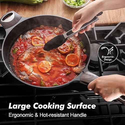 Miniatura 3 de SENSARTE Sartén antiadherente de 12.5 pulgadas grandes antiadherentes para tortilla con mango ergonómico, sartén de chef de cocina saludable, libre