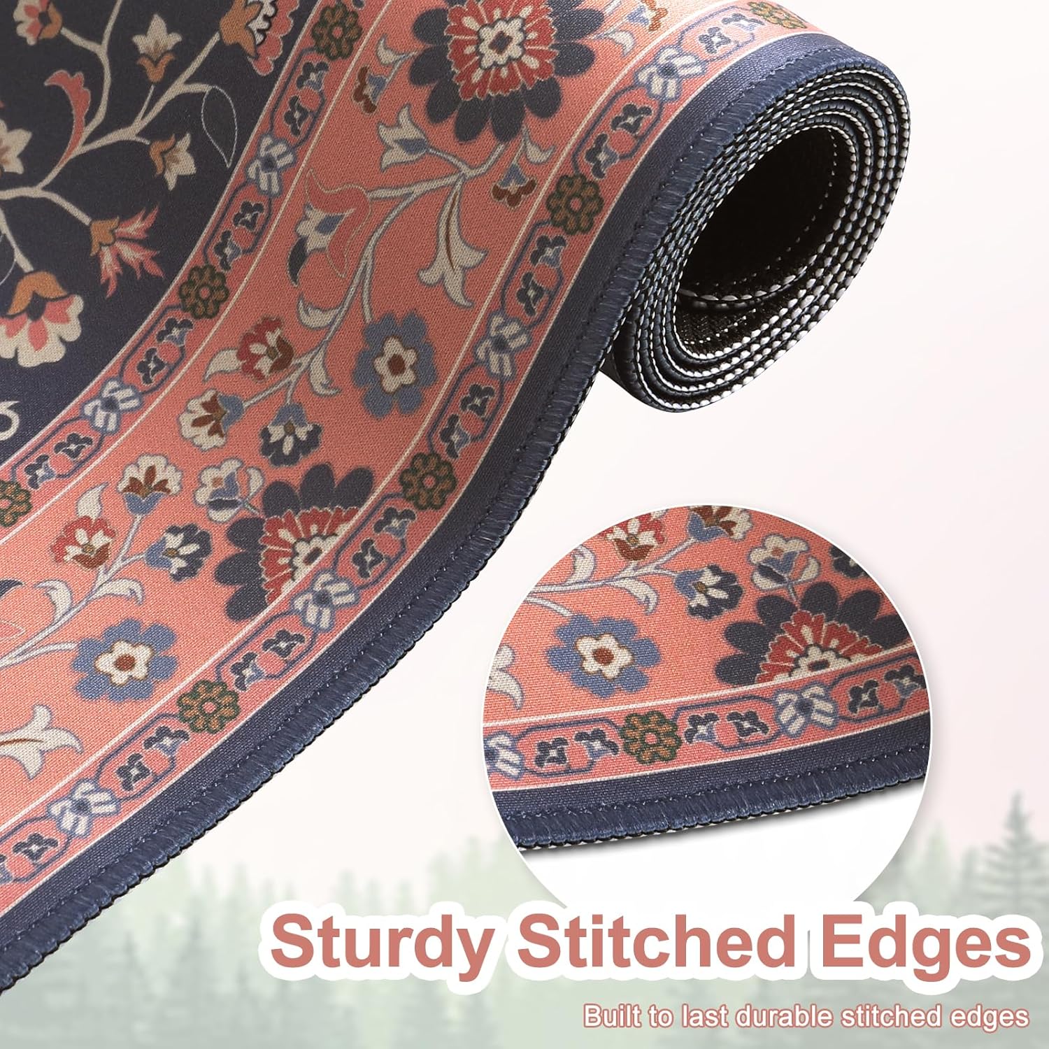 Tiger Desk Matt for Desktop, Floral Gaming Cute Desk Mat, Non Slip Keyboard and Mouse Pad, Stitched Edges Large Desk Pad, Desk Mat for Home Office 35.4 x 15.7 Inches (Pink) - Image 5