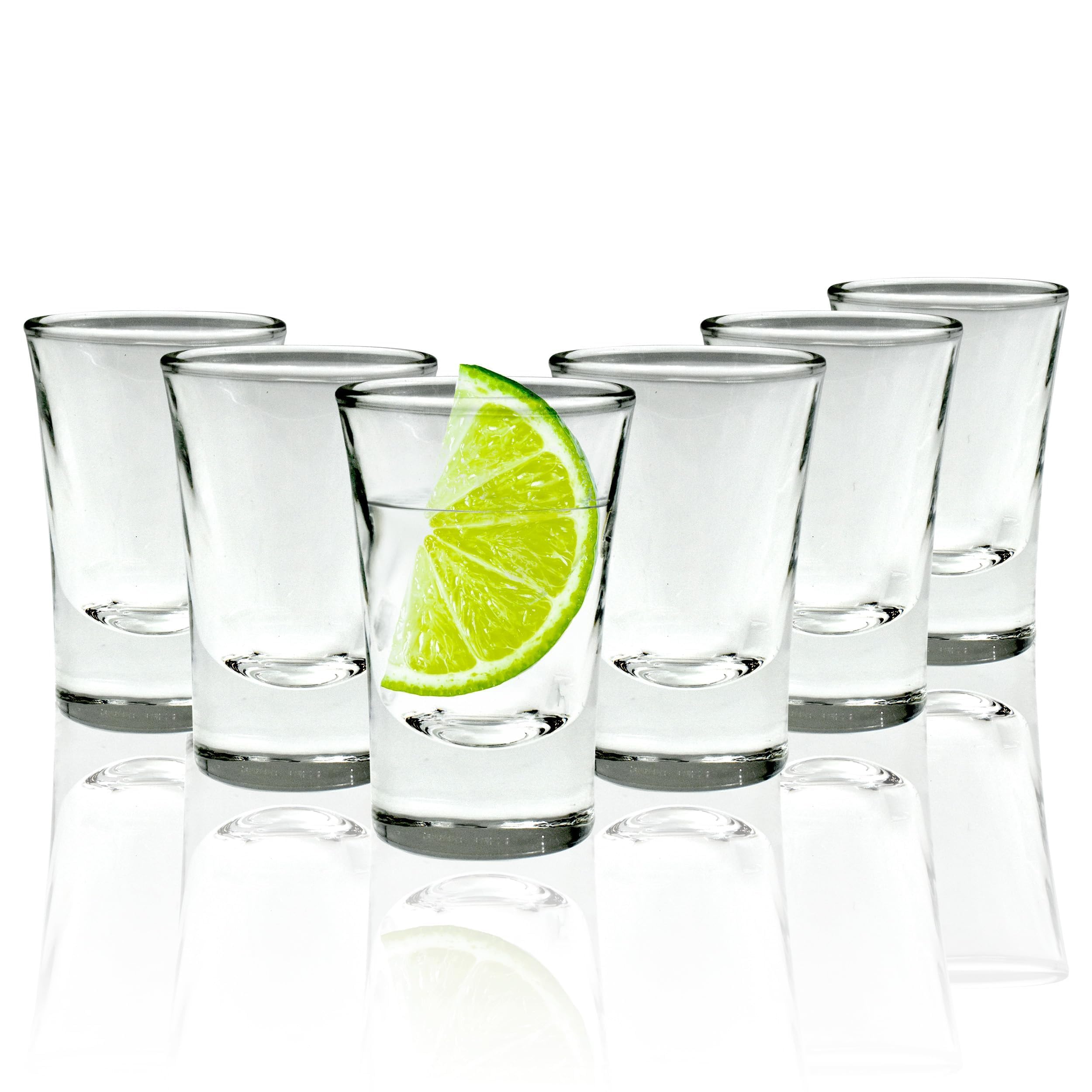 Heavy Base Shot Glasses - 25ml (6 Pack) Clear Shot Glasses Set for Alcohol, Vodka, Expresso, Tequila & Desserts - Durable and Reusable for Home, Bars & Party