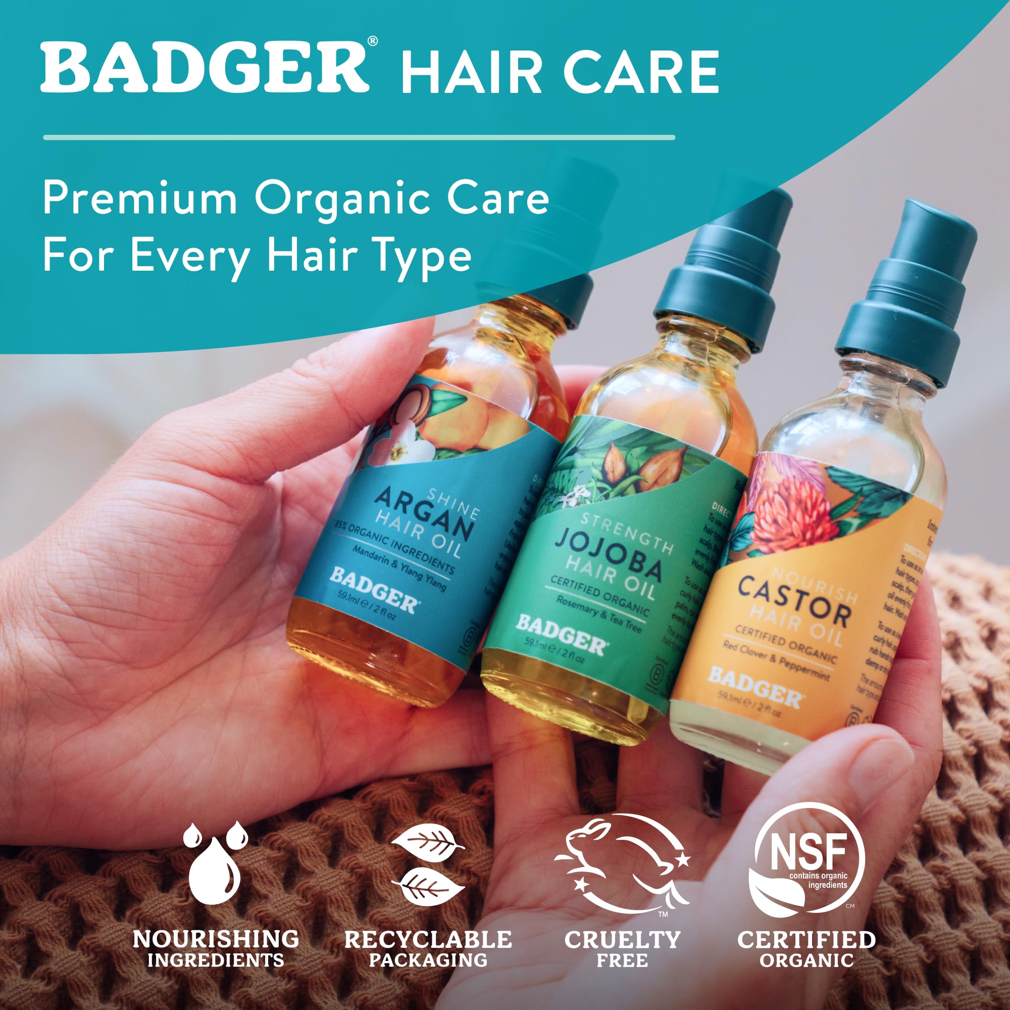Badger Balm Olejek arganowy do włosów suchych/zniszczonych