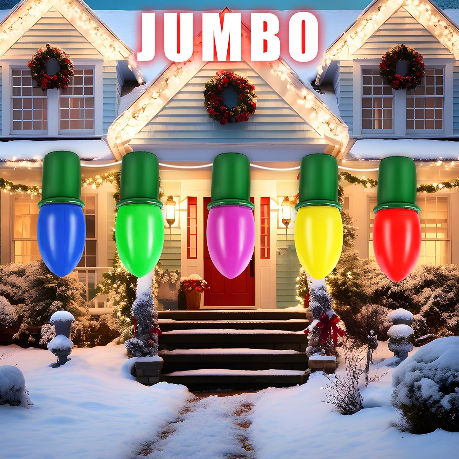 Leyndo 5個 47.2インチ 空気注入式 クリスマス電球 オーナメント 屋外 Xmas ジャンボ 膨張式 オーナメント ボール