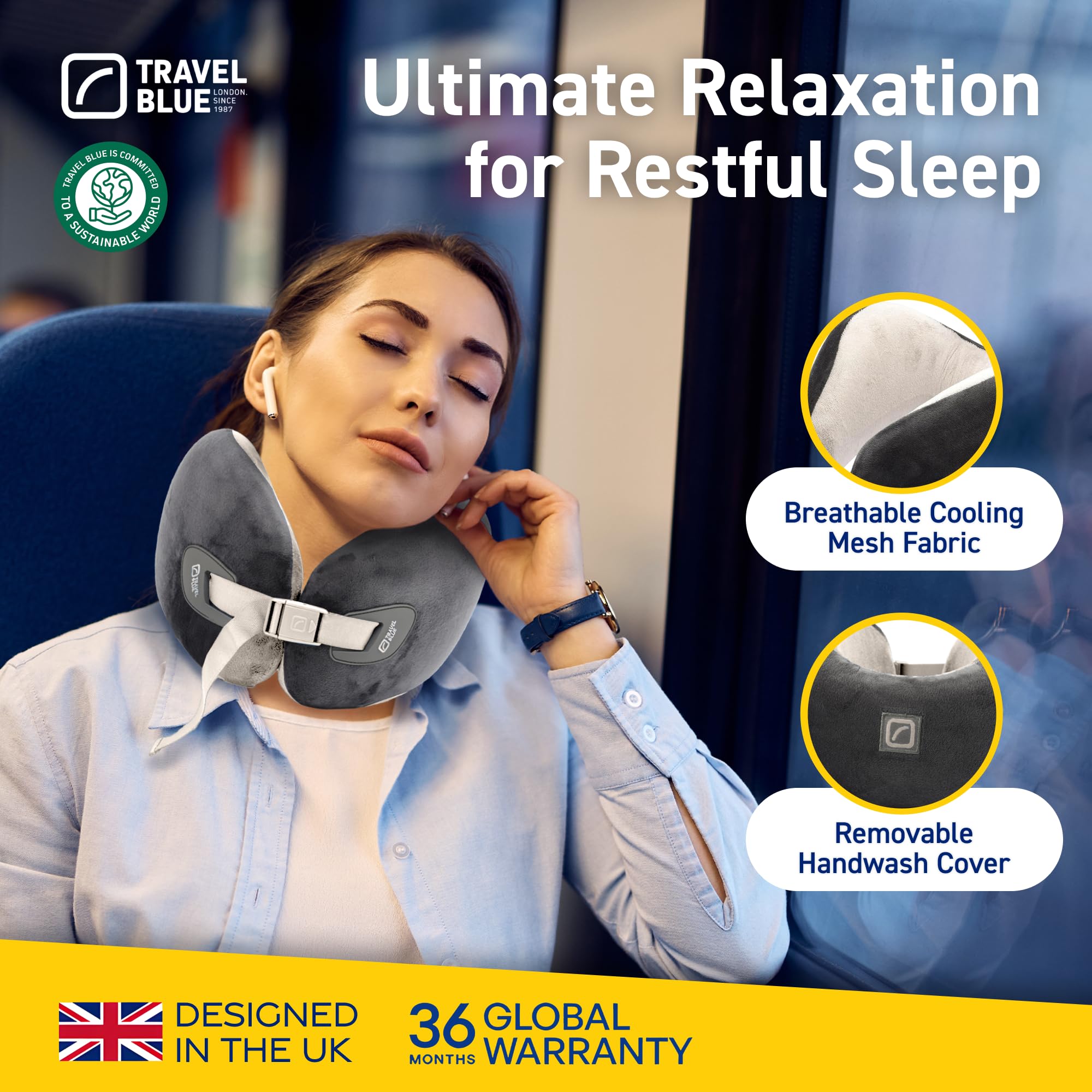 Travel Blue Infinity Travel - Almohada ergonómica para el Cuello, Disfruta de un sueño ininterrumpido con Soporte de 360 Grados con Lujosa Almohada de Material hipoalergénico (Gris)