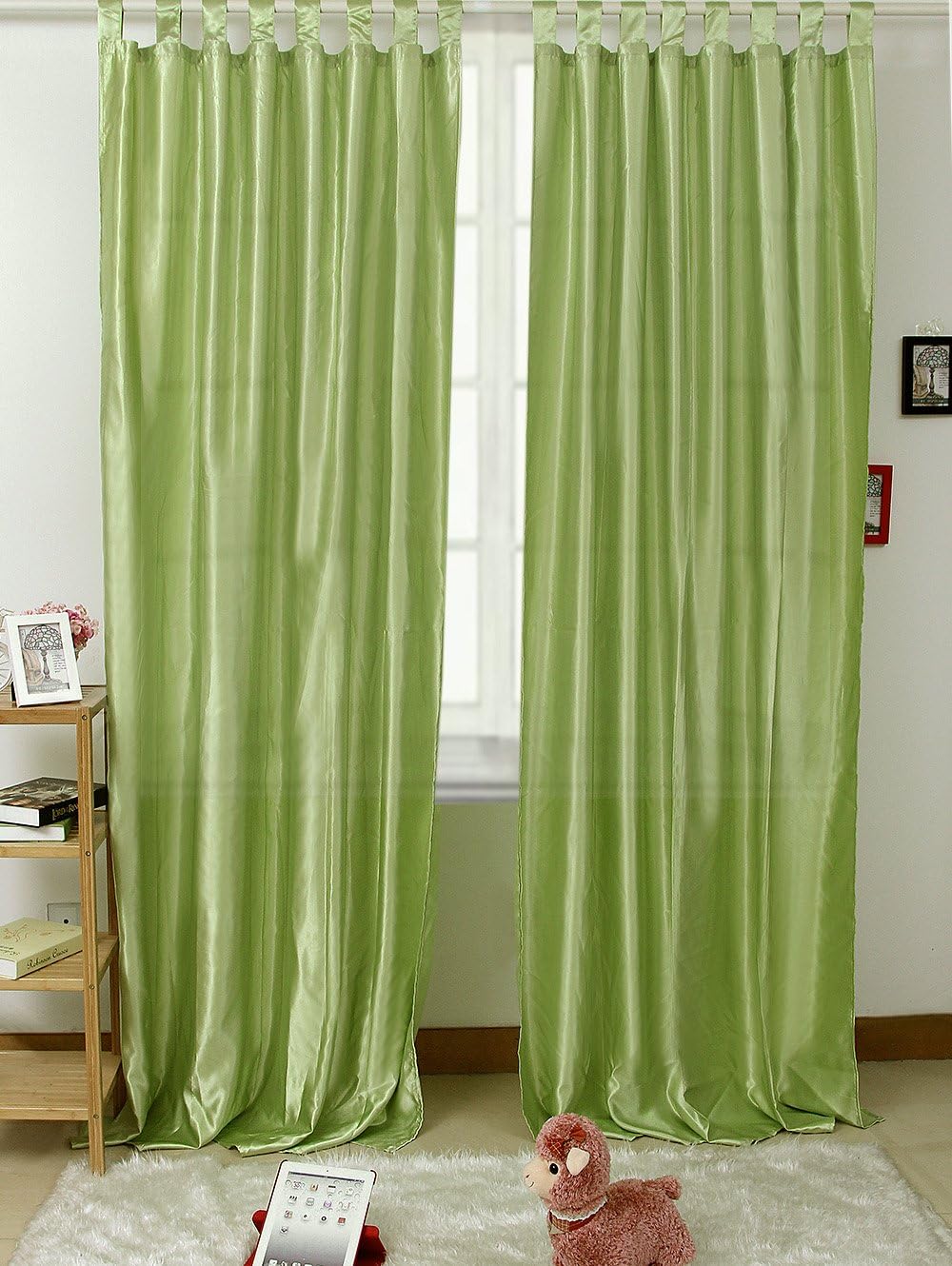 Songmics 2 Pieces Readymade Curtains Satin Curtains Lined