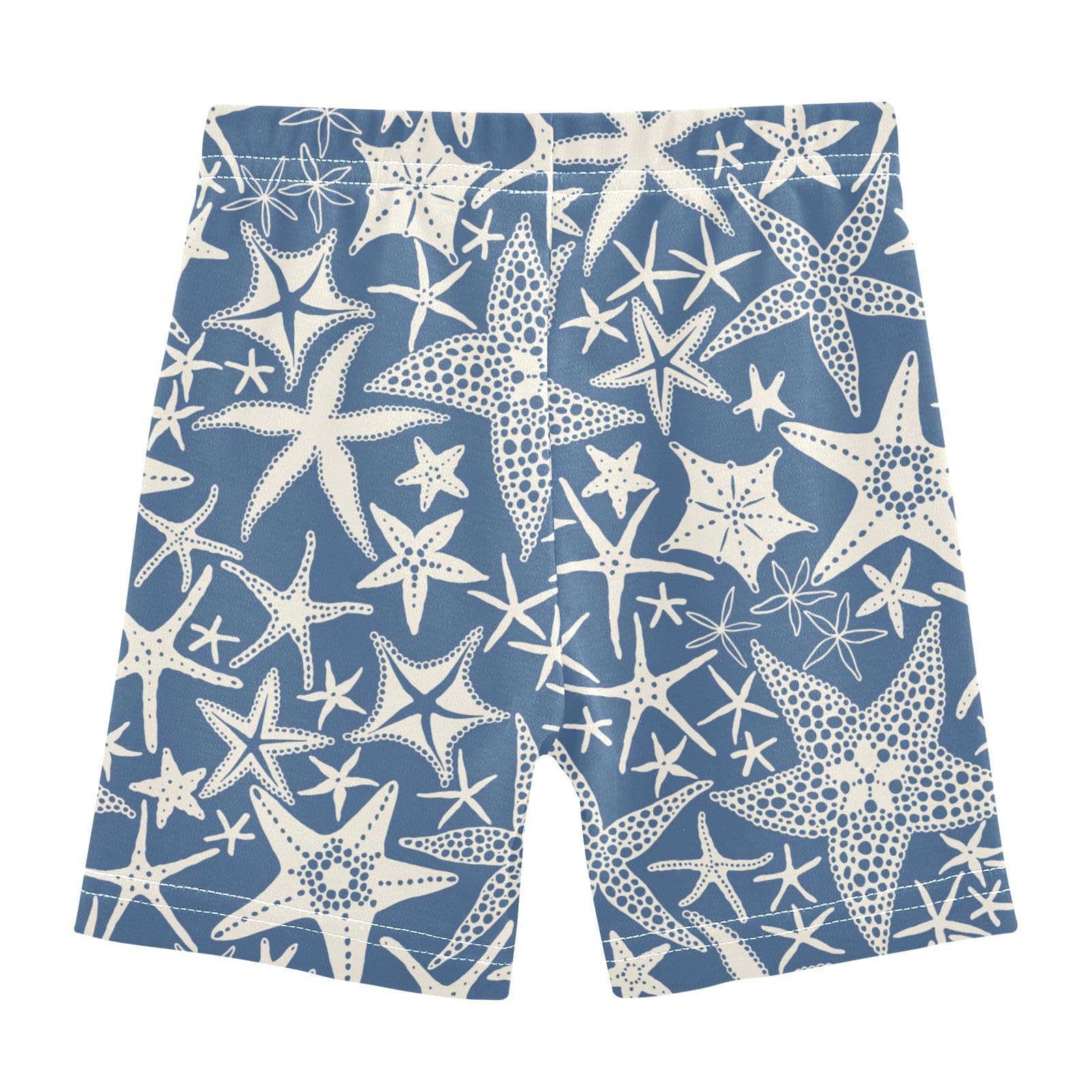 JHKKU Girls Starfishes Shorts Cotton Cartwheel Bike Kids Biker Under Dress Dance Short Girl Clothes 5T