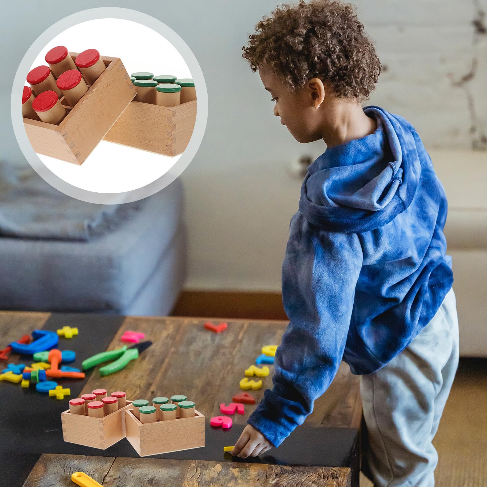 Giocattolo Sensoriale in Legno a Sei Scomparti per Bambini