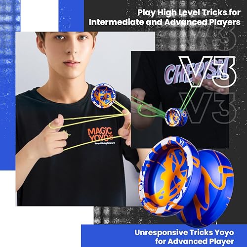 Miniatura 79 de MAGICYOYO Yoyos responsivos para niños principiantes, paquete de 2 Pro Yoyo, Yo Yo V3 de metal de doble función, yoyos de plástico K1 Plus con 12