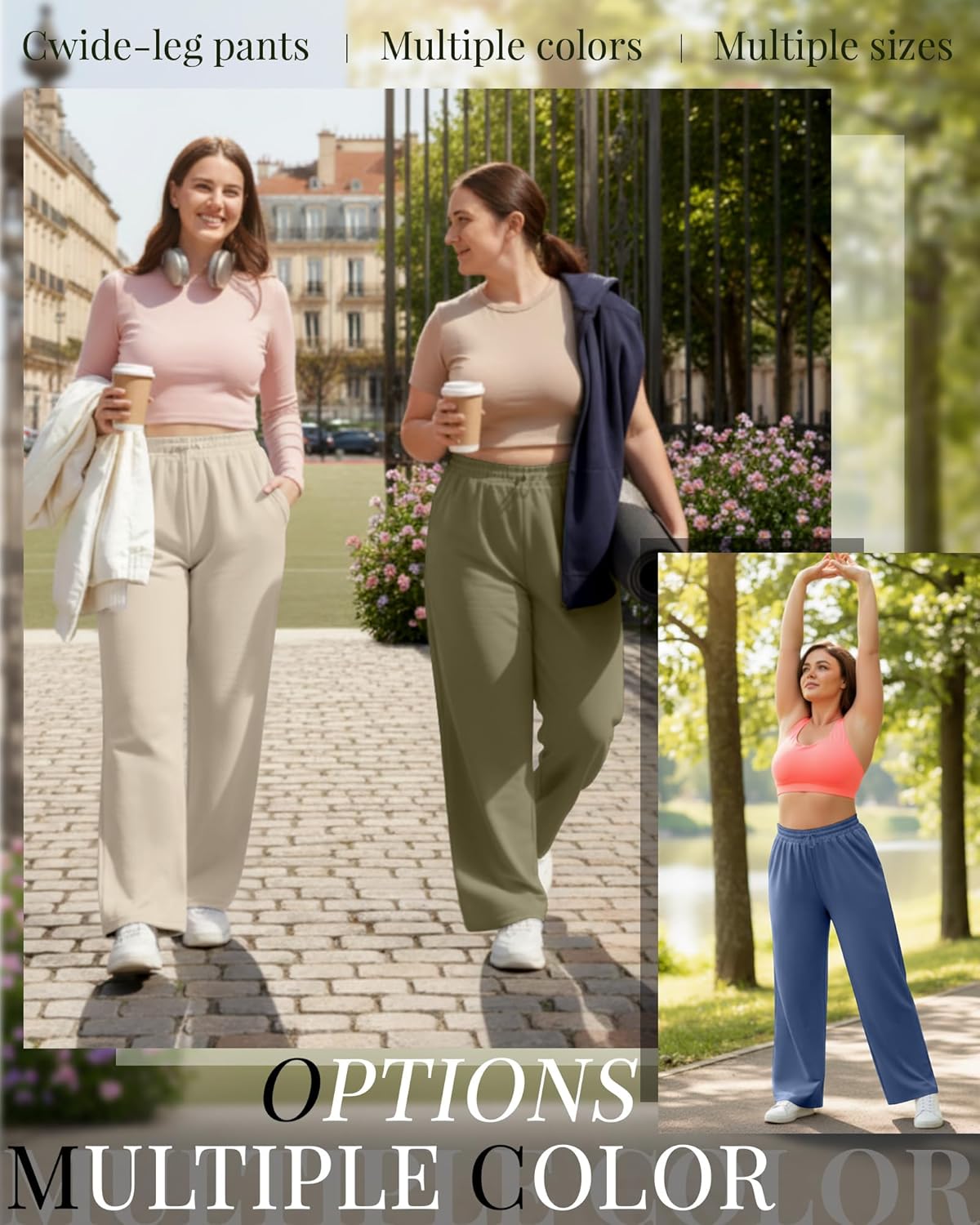 3 Pack Womens Plus Size Sweatpants Wide Leg Elastic High Waist Baggy Joggers Lounge Yoga Workout Pants with Pockets - Image 5