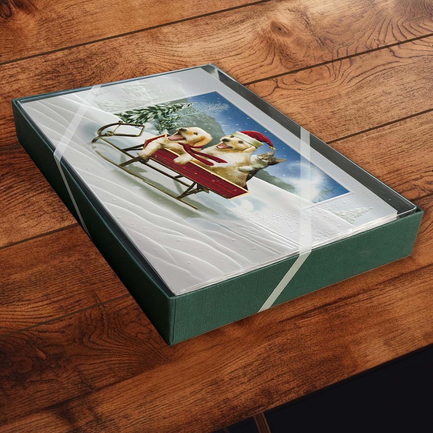 Pumpernickel Press Embossed Christmas Greeting Cards Boxed Set – The Need for Speed, 16 Count. Made in USA
