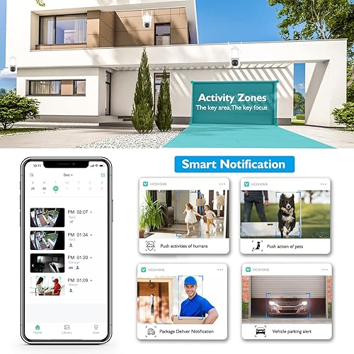 Miniatura 6 de Allweviee Cámaras de seguridad solares inalámbricas para exteriores para seguridad del hogar, 2K 3MP 355 Pan 90 Tilt IP65 impermeable recargable