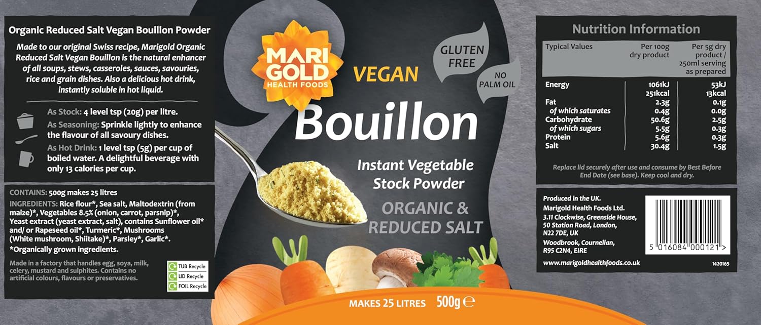 Marigold Organic Less Salt Bouillon, 500 GR