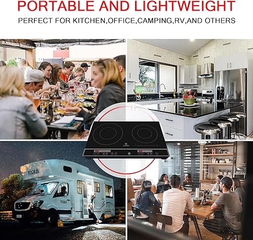 Miniatura 7 de ZJEQB Cocina eléctrica de 2 quemadores, cocina portátil de doble inducción con pequeña estufa de inducción, paneles duraderos fáciles de limpiar,