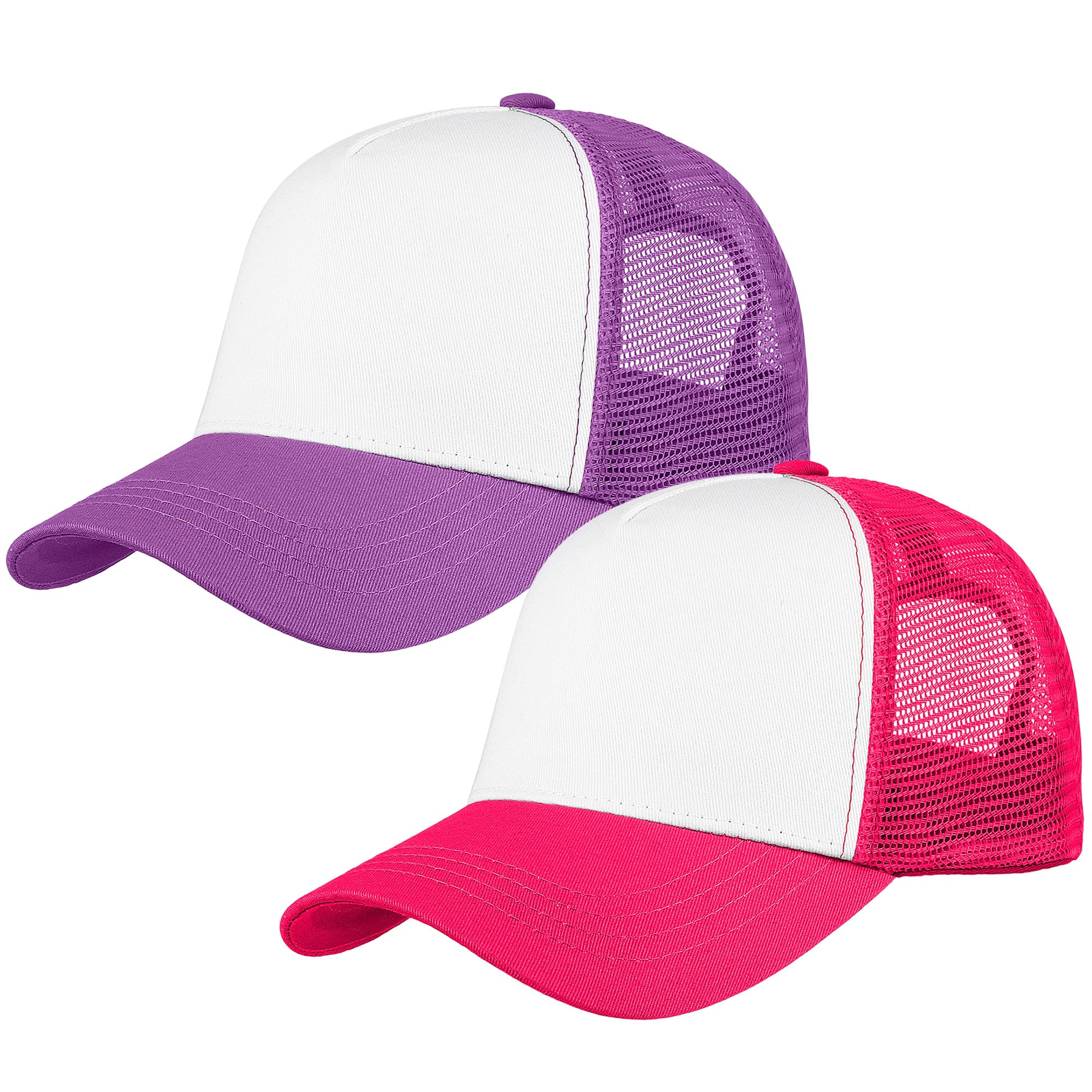 Falari 5-Panel Mesh Baseball Cap, Trucker Hat, Structured Plain Design, Cotton, Adjustable Size