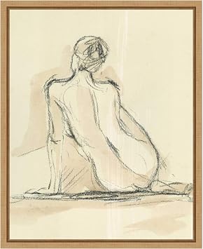 Amanti Art Framed Canvas Wall Art 20x16 Neutral Figure Study III by Ethan Harper, Framed Wall Art Canvas, People Artwork, Modern Decor, Small Poster Painting for Living Room, Bedroom, Bathroom,