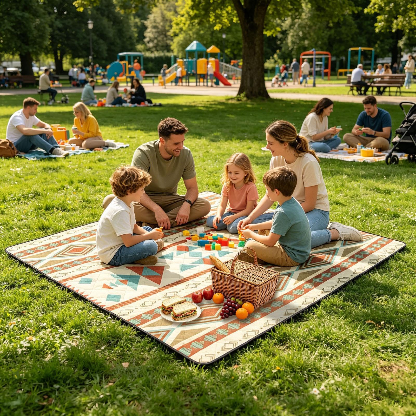 Generico Telo Da Picnic Pieghevole 200x200 cm Lavabile Pieghevole