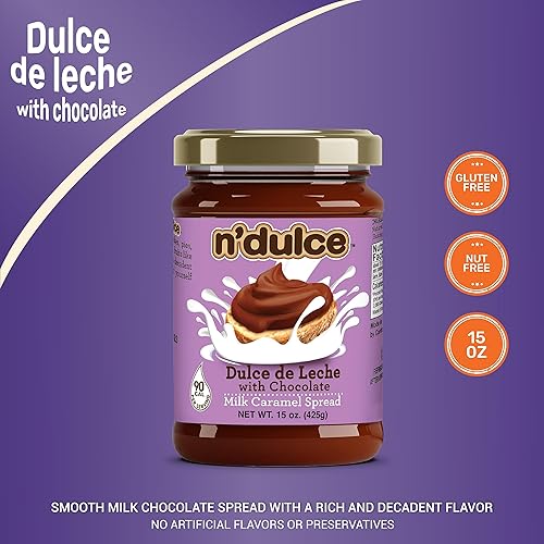 Miniatura 2 de N'DULCE Dulce De Leche con chocolate untable  Cremas de caramelo  Jarabes para bebidas de café  Sabor cremoso y rico  Sin gluten  Sin nueces  Sin