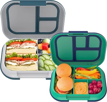 Bentgo Chill Kids Green/Navy and Chill Max Fog & Deep Teal Lunch Box Set