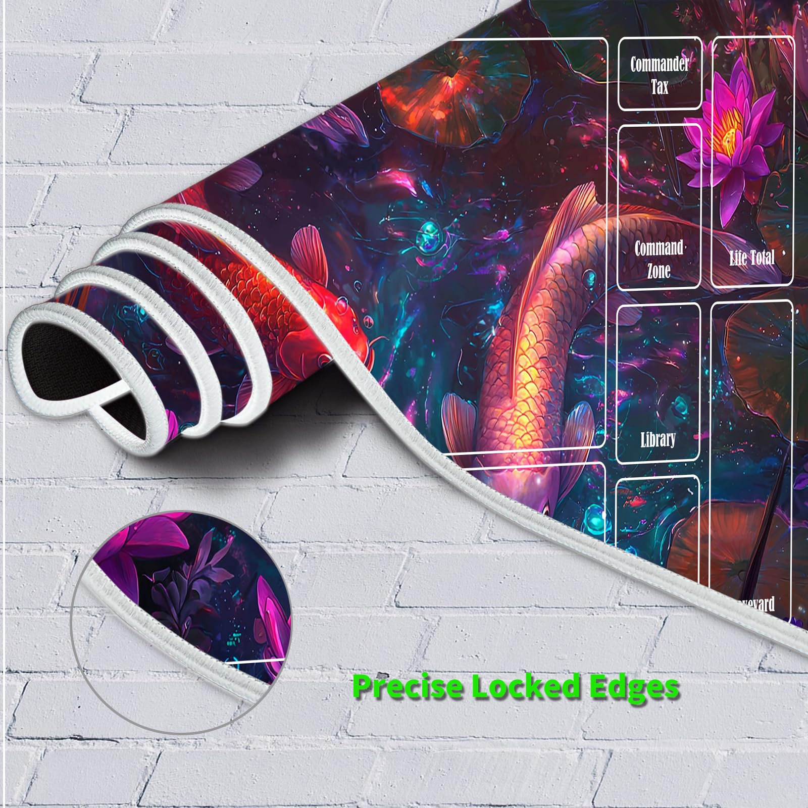 JANENFNA Playmat 27.5" x 15.7" with Magic Zones for MTG Card Game Playing Board Game Mat for Card Breaking Commander Deck Gaming Card Game Battles Mat with Storage Bags - Image 3