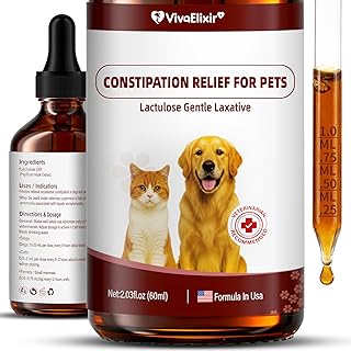 Constipation Relief for Dogs and Cats - Gentle Laxative and Stool Softener with Lactulase and Psyllium - Supports Healthy Bowel Movements, Hairball Relief, and Digestive Comfort - 2 fl oz (60 ml)