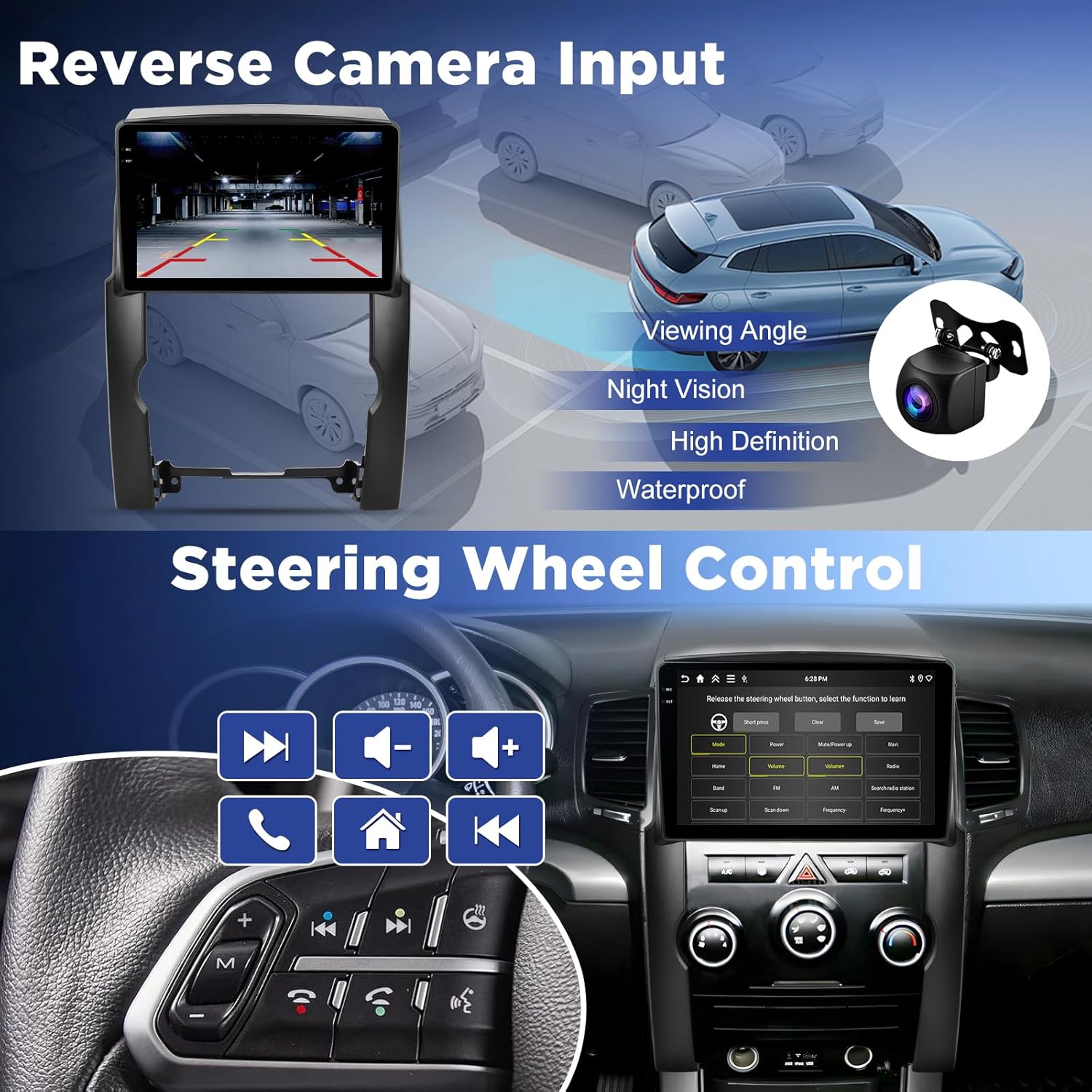 [4+128G] Android Radio for Kia Sorento 2009-2012 (Manual A/C): NHOPEEW 10.1 inch Incell Touchscreen Sorento Stereo - Carplay & Android Auto, 5G/WiFi, GPS, BT 5.0, Custom Homepage + Backup Camera