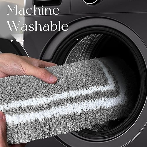 Vista 37 de Tititex Alfombra de baño de lujo con marco blanco y negro, 20 x 32 pulgadas, alfombra de baño de microfibra extrasuave y absorbente, alfombra