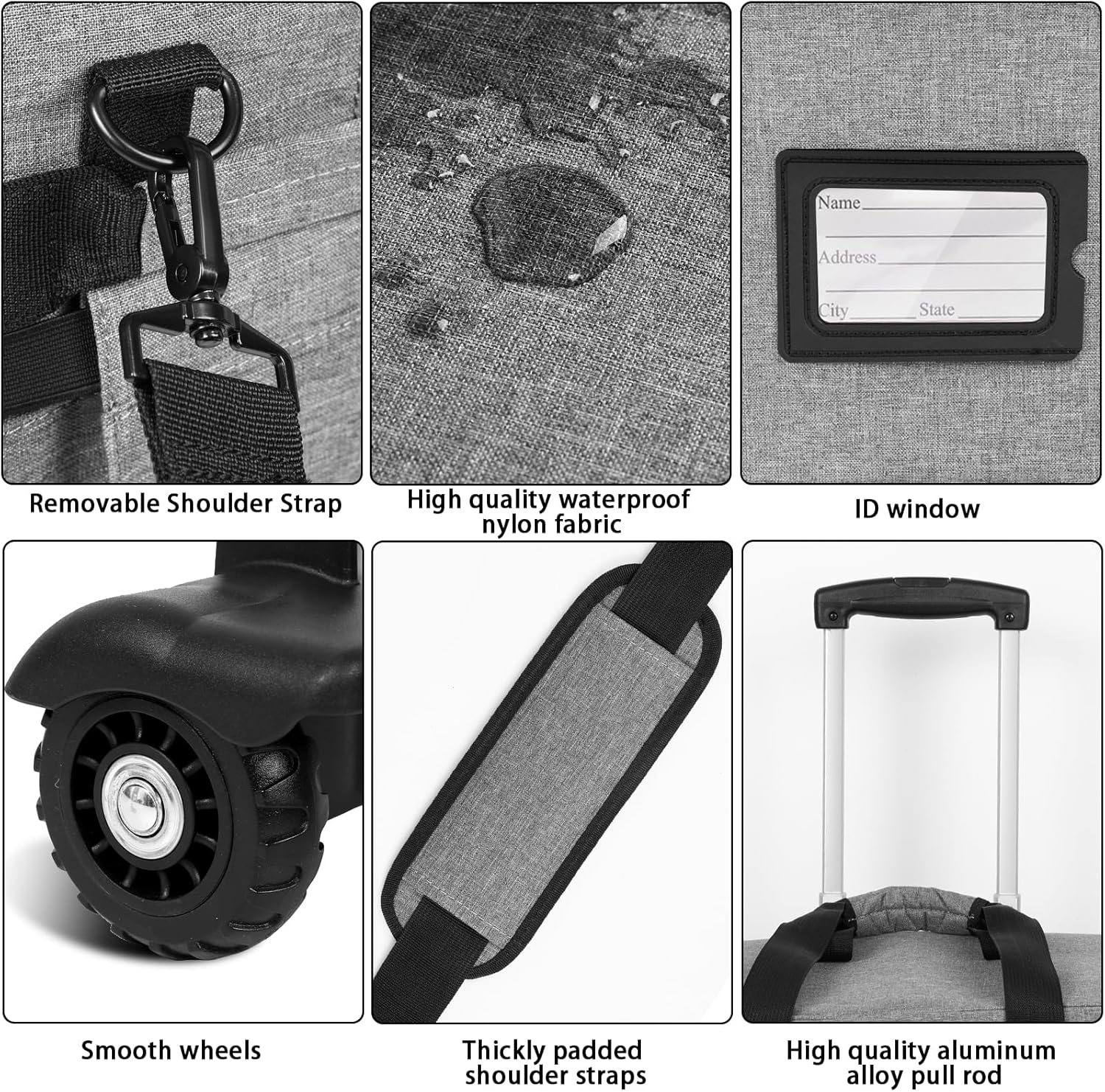 Rolling Teacher Bag Built-in Hard Support Board, Rolling Briefcase with Detachable Trolley, Rolling bag with Laptop compartment, Adjustable Shoulder Strap, and Ample Storage Space - Image 6