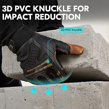 Vgo... -4F or above Winter Waterproof High Dexterity Heavy Duty Mechanic Glove, Anti-vibration, Anti-abrasion, Touchscreen (1 Pair,M,Brown,GA8954FW)