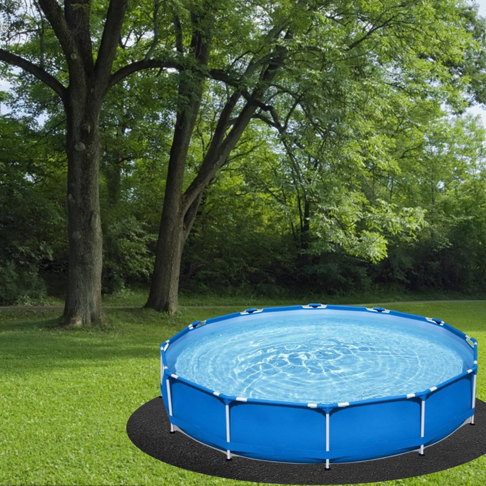 Tapis De Sol De Piscine, Tapis De Revêtement De Piscine Rond, Coussin De Protection De Piscine Tapis Bain À Remous pour Éviter Les Crevaisons Et Prolonger La Durée De Vie du Revêtement 4,6m