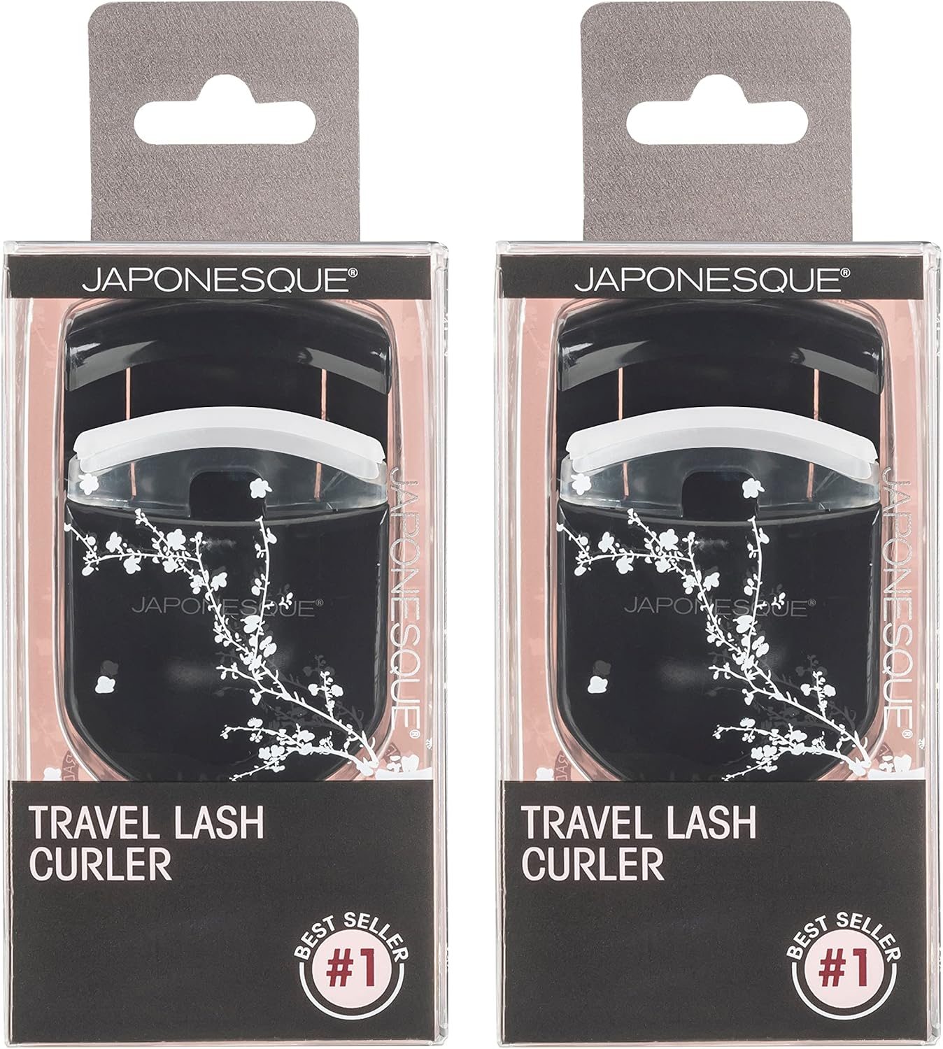 JAPONESQUE Travel Eyelash Curler, Black, Pack of 2 Plastic Eyelash Curlers for