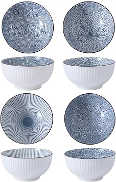 Cereal Bowls Set,Porcelain Dessert Bowls, Soup Bowls,Dessert Bowls,Ceramic Rice Bowl,4.75 Inch Serving Bowls for Rice,Ice Cream,Soup,Breakfasts,Noodles, Microwave and Dishwasher Safe