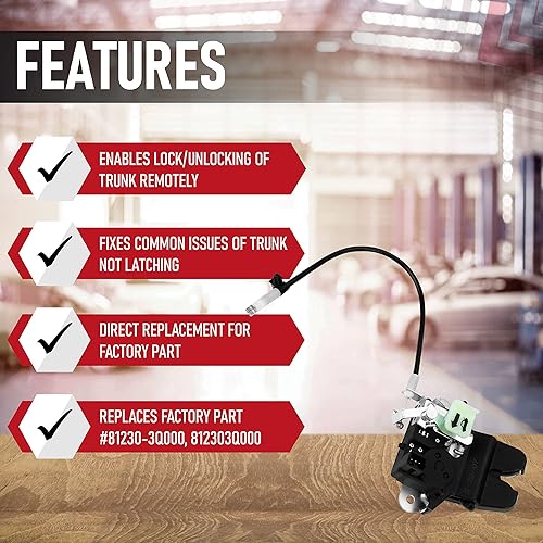 Miniatura 2 de Actuador de puerta trasera de repuesto para maletero - Compatible con Hyundai Sonata 2009, 2010, 2011, 2012, 2013, 2014, 2015 - Sustituye a