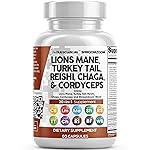 Clean Nutraceuticals Lions Mane 20in1 Mushroom Supplement with Turkey Tail Reishi Cordyceps Chaga Maitake Meshima Poria Cocos Shiitake Oyster Porcini Enoki - 1 Pack
