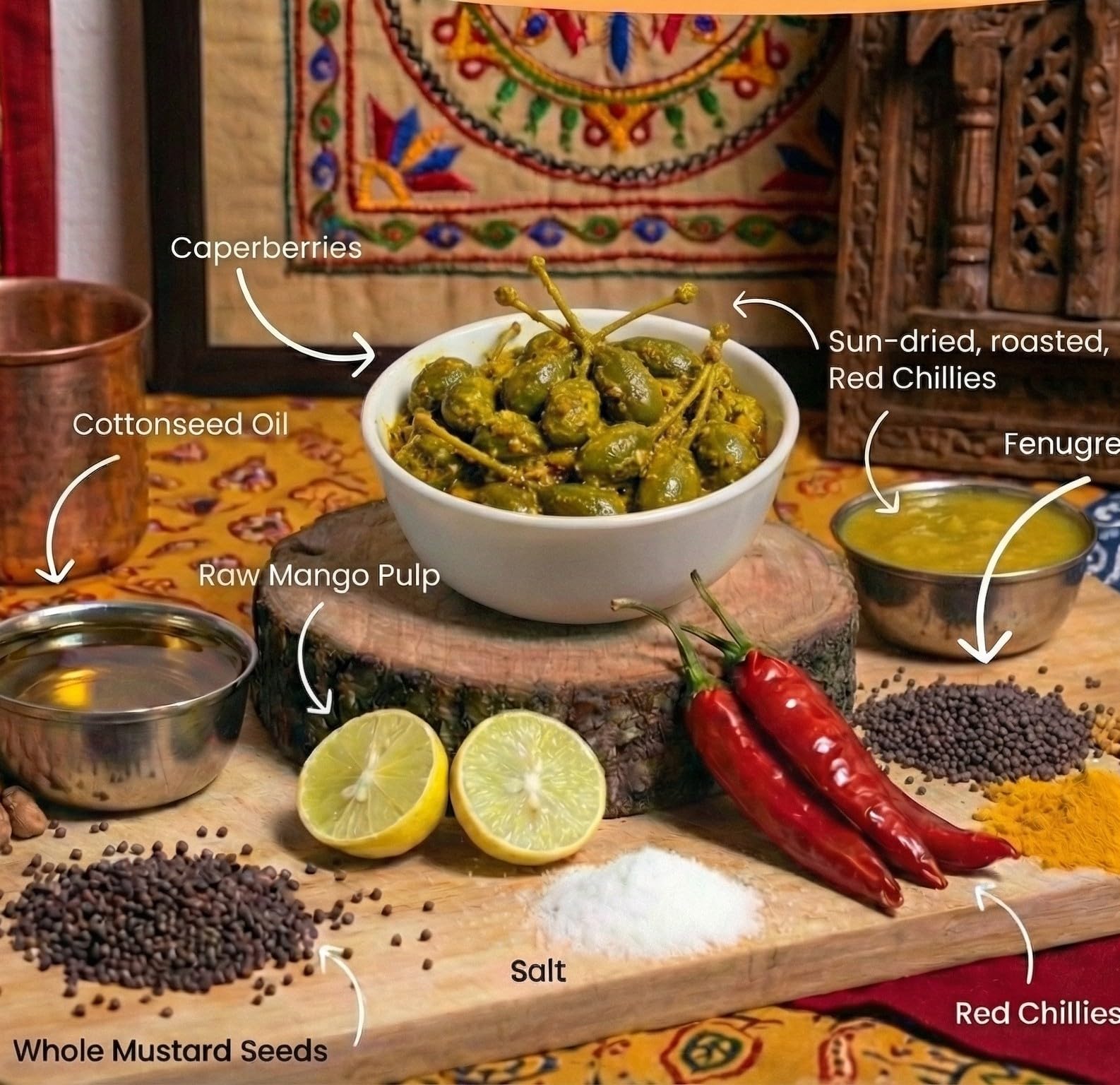 Trsna Caperberry Pickle 350 Grams | Kerda nu Athaanu | Authentic Gujarati Flavour | Traditional Indian Pickle with Raw Mangoes & Tangy Caperberries | Premium Gourmet Achaar Made in Gujarat 3