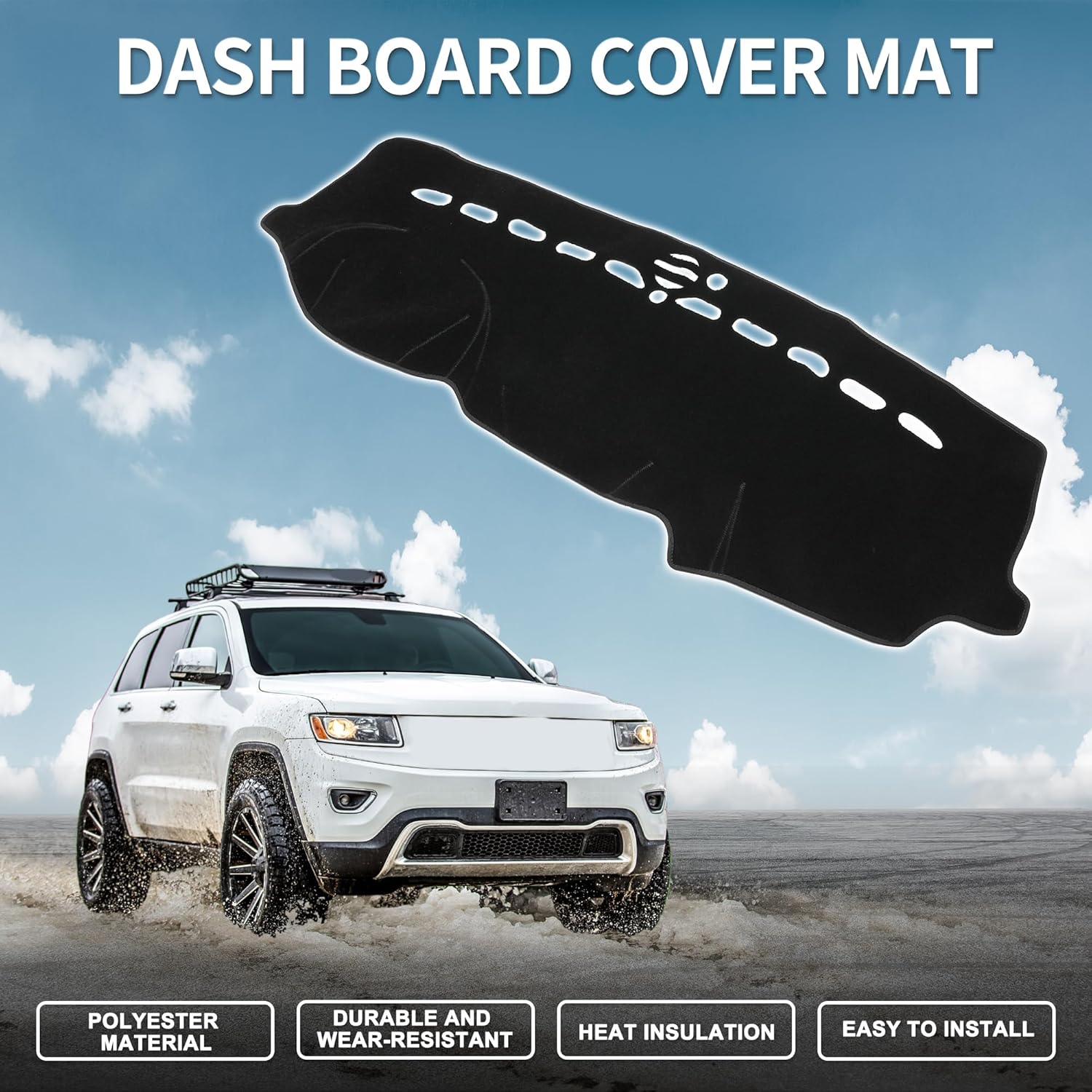 Dash Cover for Jeep Grand Cherokee 2011-2021 Dashboard Mat Polyester Black 1 Pcs