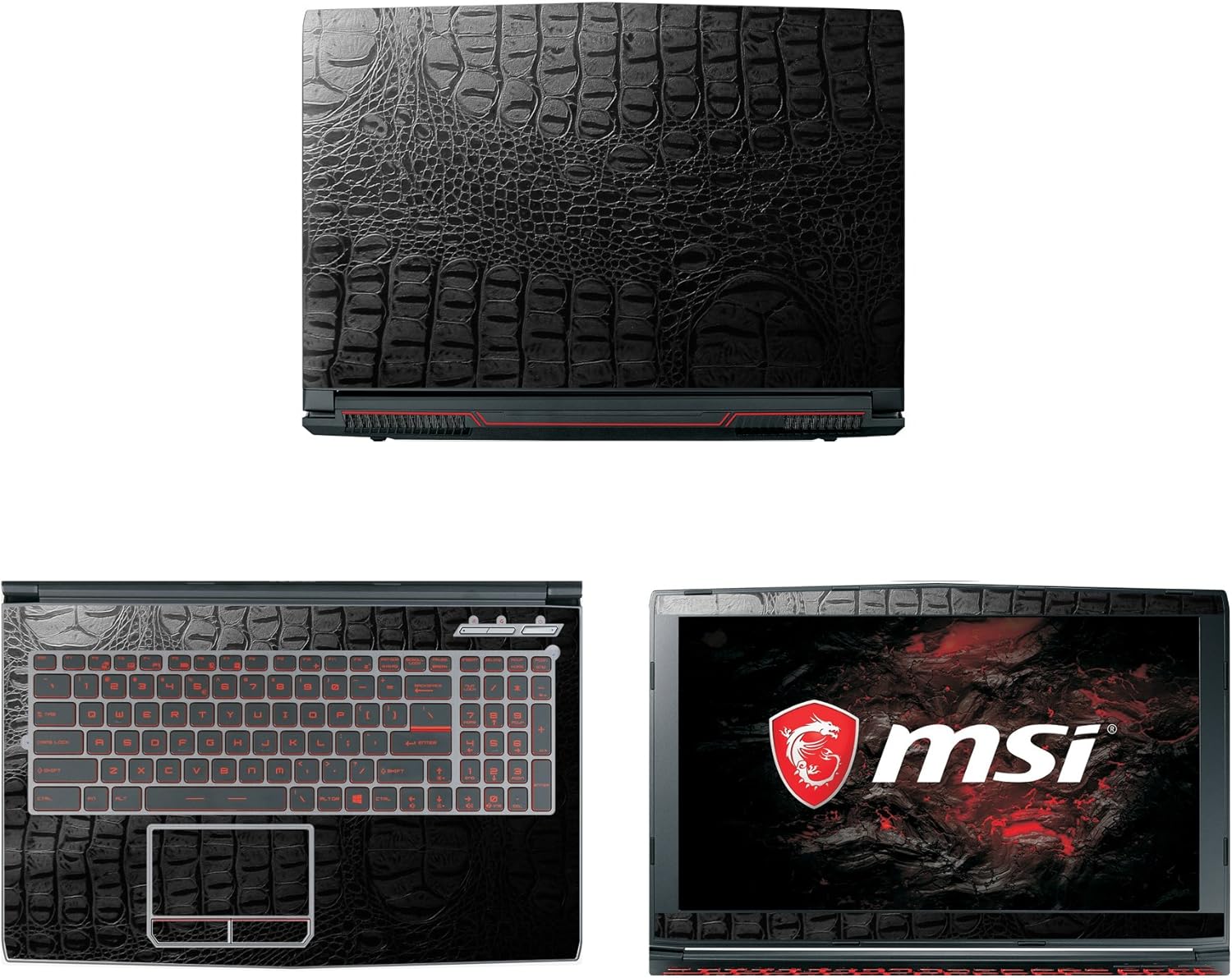 Decalrus - Protective Decal for MSI GV62 (15.6" Screen) Laptop Crocodile Skin Pattern Texture Skin case Cover wrap CROmsiGV62_15Black