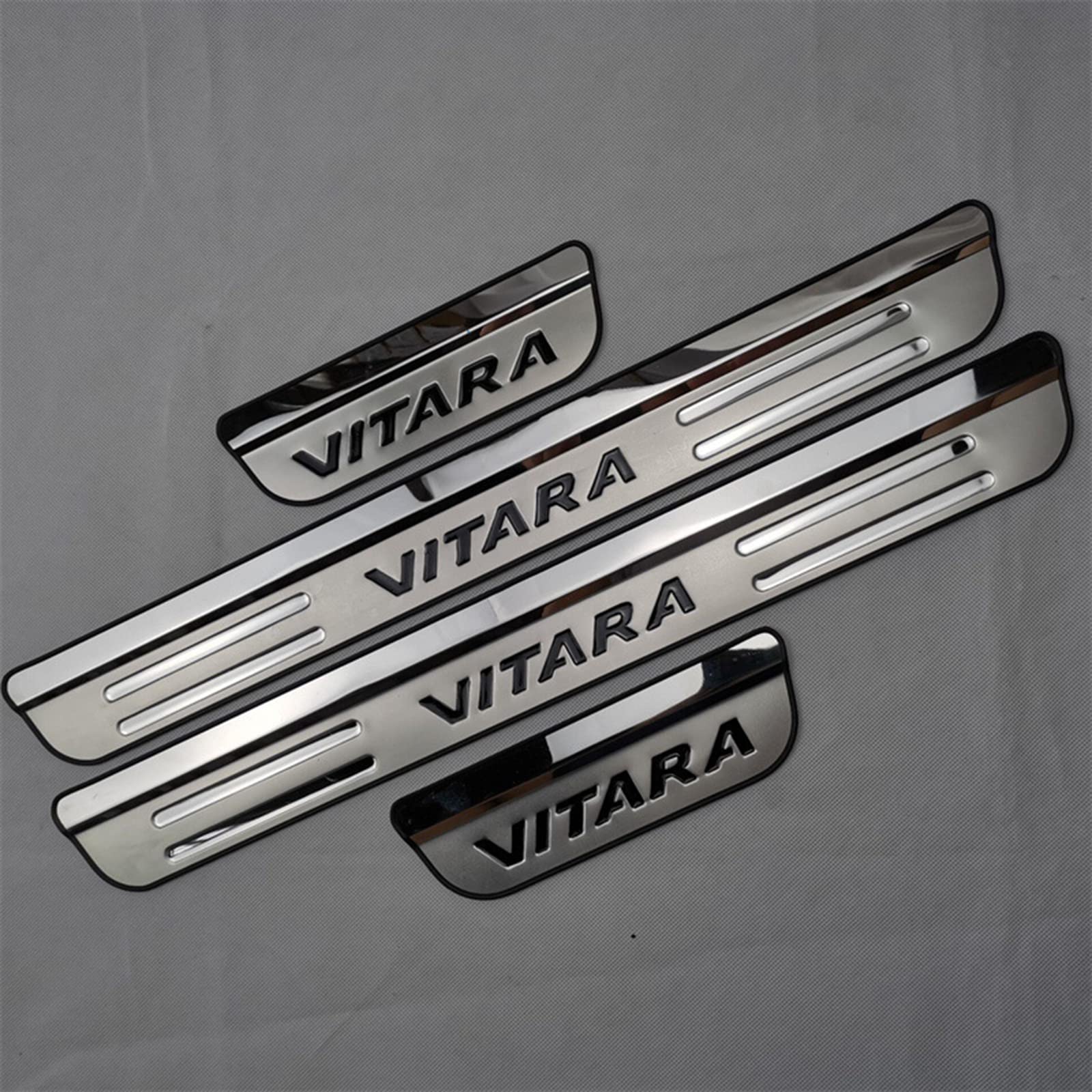 Car Door Sill Protector for Suz-uki Vitara 2015-2020 4PCS Scuff Plate Stainless Steel Stickers Accessories,Black