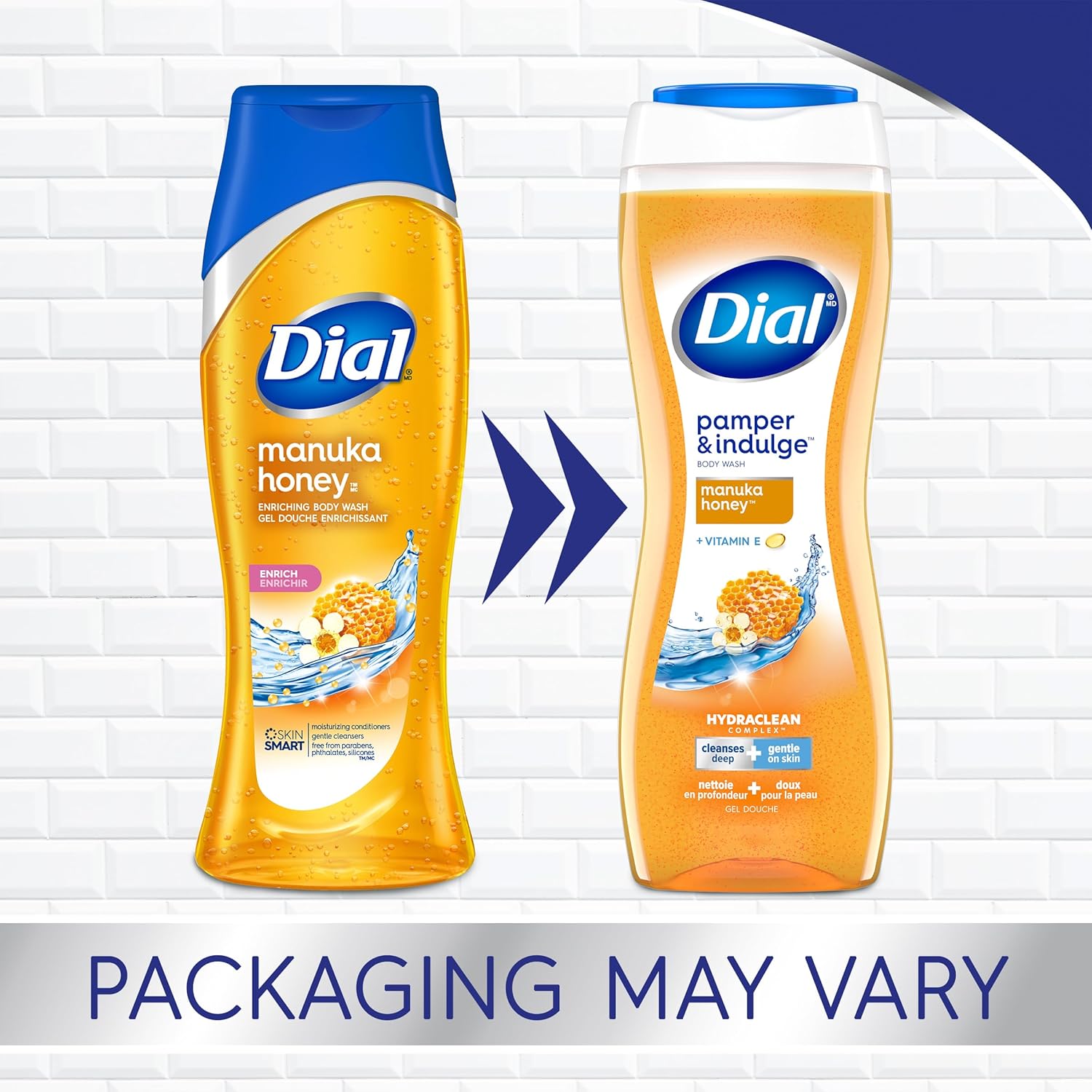 Dial Body Wash, Pamper & Indulge Manuka Honey, 21 fl oz, Pack of 4