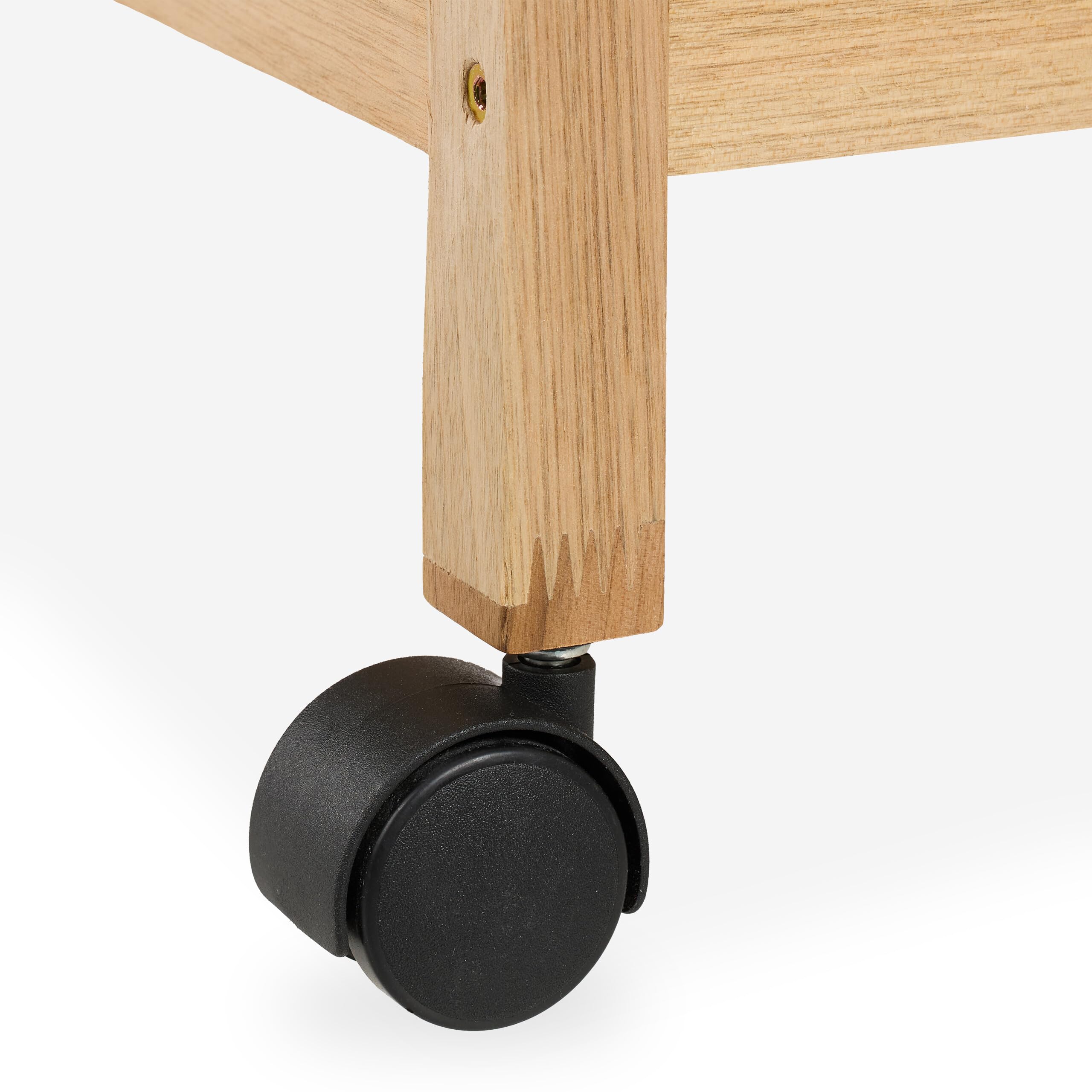 Relaxdays Mobile da Bagno con 3 Ripiani, Mobiletto su Ruote, Scaffale in Legno da Cucina, 72x65x31 cm, Marrone Chiaro