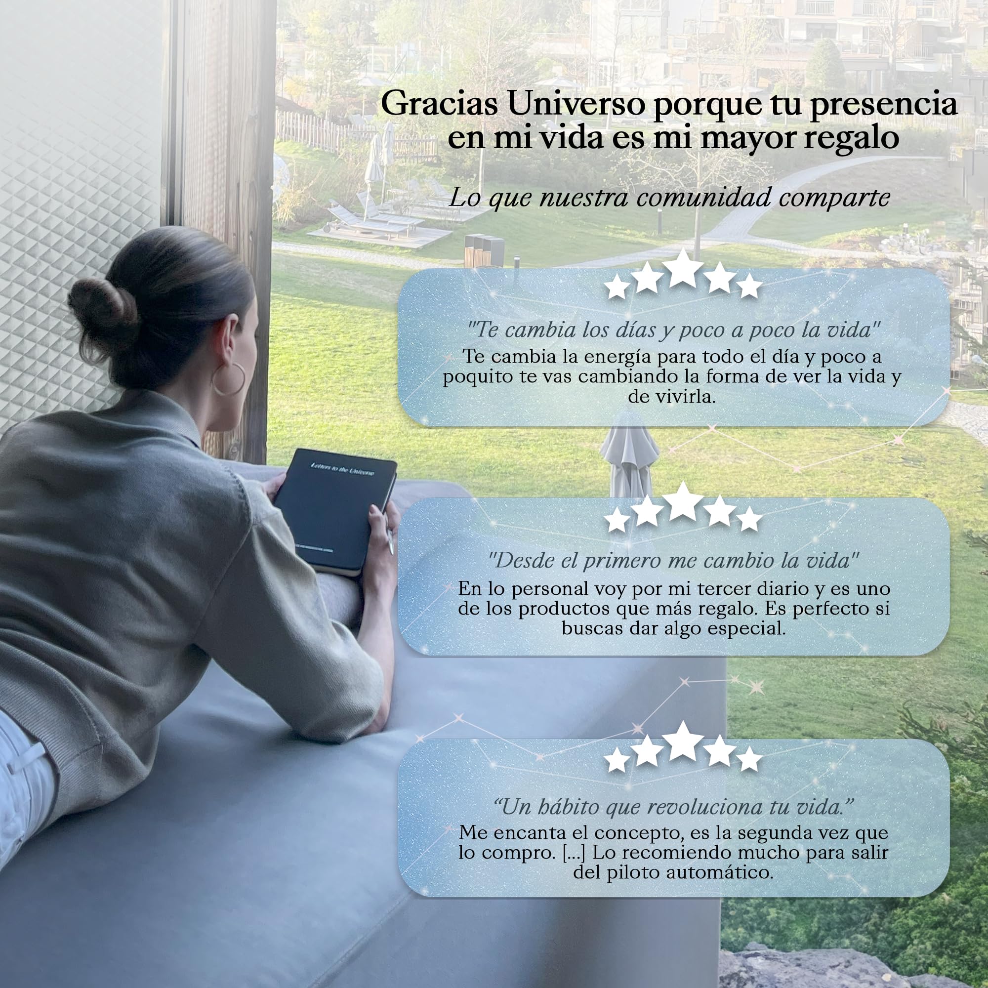 Letters to the Universe™ - Diario diario de gratitud de 115 páginas para mujeres y hombres, diario de gratitud y manifestación, diario guiado simple para el bienestar, regalo espiritual reflexivo,