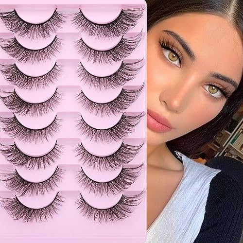 Miniatura 6 de Pestañas de ojo de zorro de aspecto natural pestañas rusas D rizadas esponjosas multicapa pestañas de visón sintético paquete de 8 pares